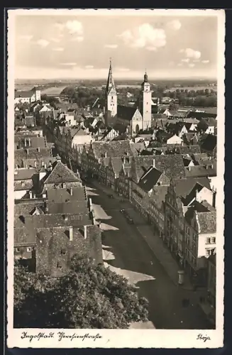 AK Ingolstadt, Theresienstrasse aus der Vogelschau