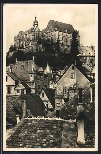 AK Marburg / Lahn, Blick über die Altstadt nach dem Schloss