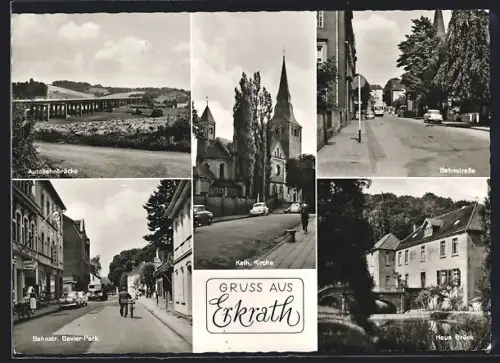 AK Erkrath, Autobahnbrücke, Bahnstrasse, Kirche