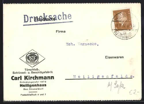 AK Heiligenhaus / Niederrhein, Türschloss-, Schlüssel- u. Beschlägefabrik Carl Kirchmann