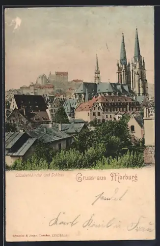 AK Marburg, Elisabethkirche und Schloss