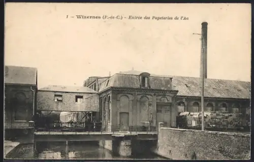 AK Wizernes /P.-de-C., Entrée des Papeteries de l`Aa