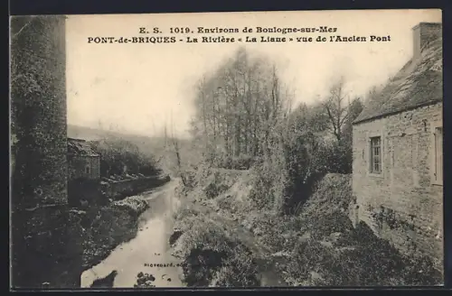 AK Pont-de-Briques, La Rivière La Liane vue de l`Ancien Pont