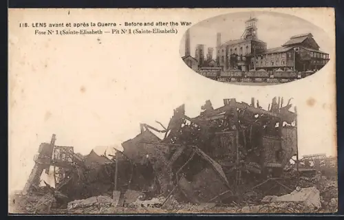 AK Lens, Fosse N°1, Sainte-Élisabeth, avant et après la guerre
