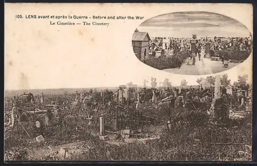 AK Lens, Le Cimetière avant et après la Guerre