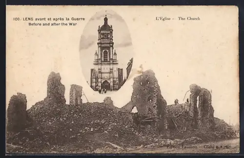 AK Lens, L`Église avant et après la Guerre