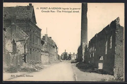 AK Pont-à-Vendin, Grande Rue après la guerre