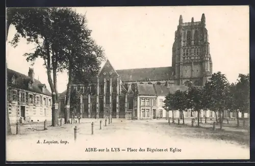 AK Aire-sur-la-Lys, Place des Béguines et Église