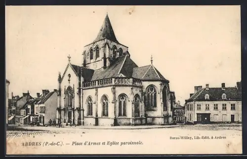 AK Ardres /P.-de-C., Place d`Armes et Église paroissiale