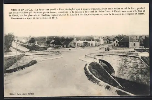 AK Ardres /P.-de-C., Le Pont sans pareil avec vue sur le village et la campagne environnante