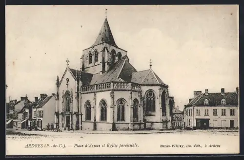 AK Ardres /P.-de-C., Place d`Armes et Église paroissiale