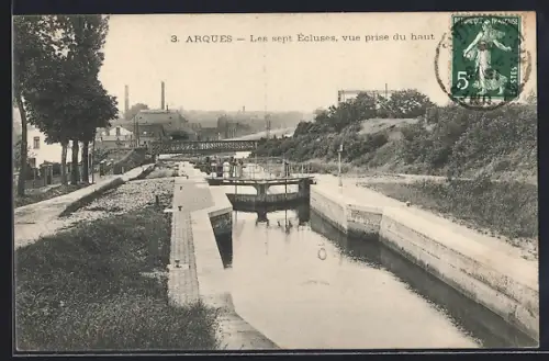 AK Arques, Les sept Écluses, vue prise du haut