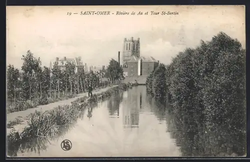 AK Saint-Omer, Rivière de Aa et Tour St-Bertin