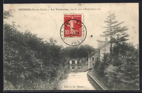 AK Hesdin /Pas-de-Calais, La Ternoise vue du pont d`Huby-Saint-Lien