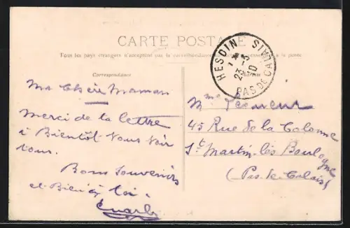 AK Hesdin /Pas-de-Calais, La Ternoise vue du pont d`Huby-Saint-Lien