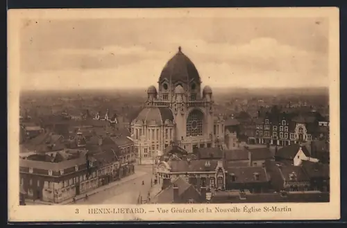 AK Henin-Lietard, Vue Générale et la Nouvelle Église St-Martin