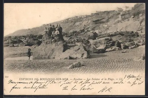 AK Boulogne-sur-Mer, Equiben, Les Falaises et la Plage