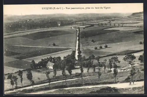 AK Licques, Vue panoramique, prise du haut du Vignot