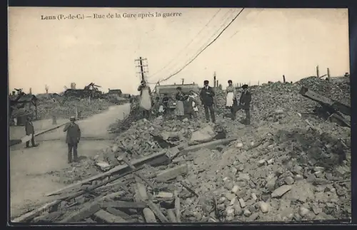 AK Lens, Rue de la Gare après la guerre