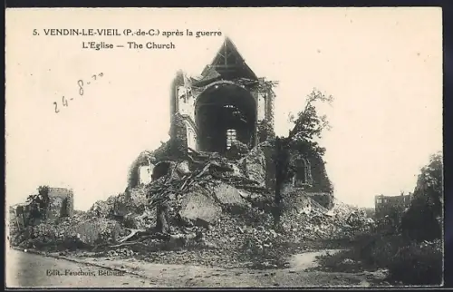 AK Vendin-le-Vieil, L`Eglise après la guerre