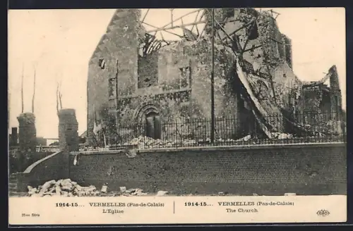AK Vermelles, Les ruines de l`Eglise