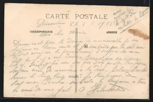 AK Monchy, Moulin détruit après la capture de deux espions, La Guerre 1914-1915