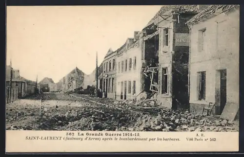AK St-Laurent Blangy, Un coin du village d`où l`on vient de chasser les Allemands