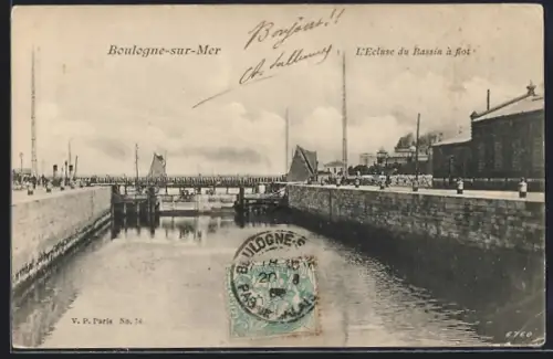 AK Boulogne-sur-Mer, L`Ecluse du Bassin à flot
