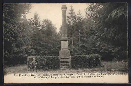 AK Guines, Colonne Blanchard, érigée à l`endroit où atterrirent en 1875