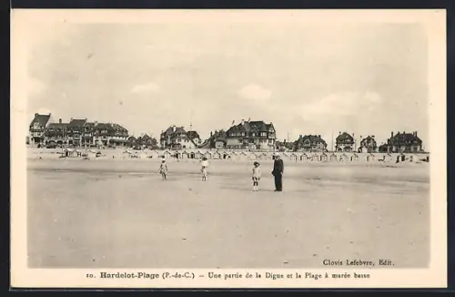 AK Hardelot-Plage, Une partie de la Digue et la Plage à marée basse