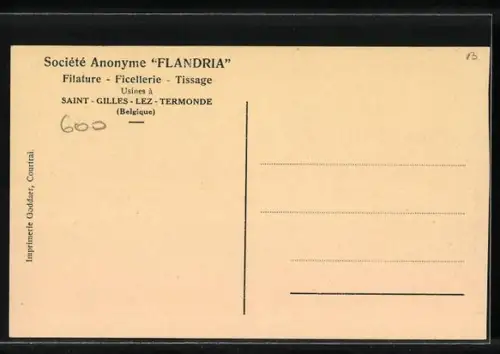 AK Saint-Gilles-lez-Termonde, Societé Anonyme Flandria, Tissage, Une vue de machines a polir