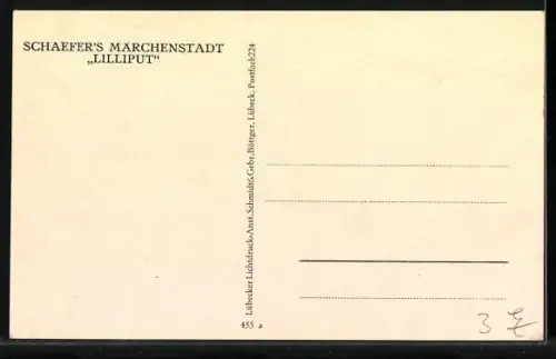 AK Schaefers Märchenstadt Liliput, Liliputaner posierend an den Tischen