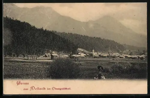 AK Dellach, Ortsansicht aus der Ferne