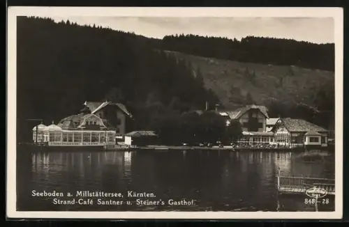 AK Seeboden a. Millstättersee, Cafe Santner u. Steiner`s Gasthof