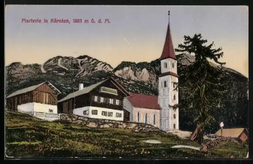 AK Rangersdorf in Kärnten, Marterle mit Kirche