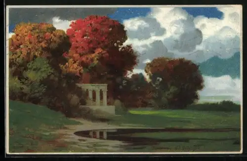 Künstler-AK Eduard Rüdisühli: Hain zu Esculap