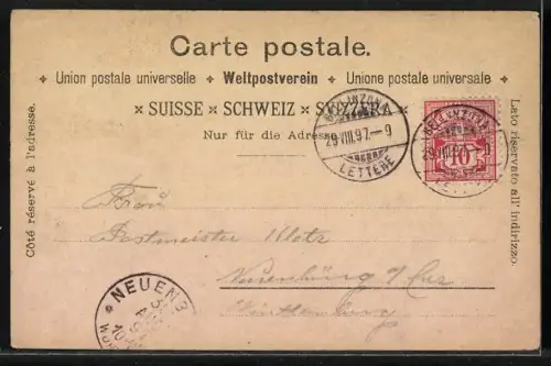 Lithographie Goeschenen, Teufelsbrücke, Ortsansicht aus der Vogelschau