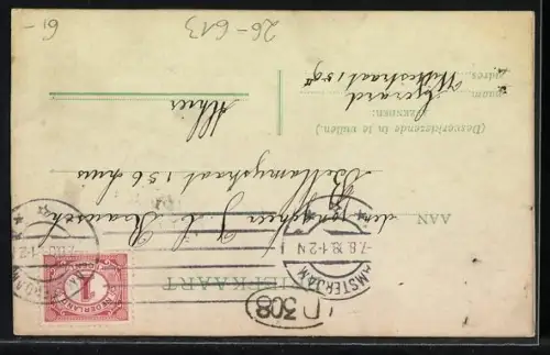 Künstler-AK Handgemalt: Personen vor der Ortschaft