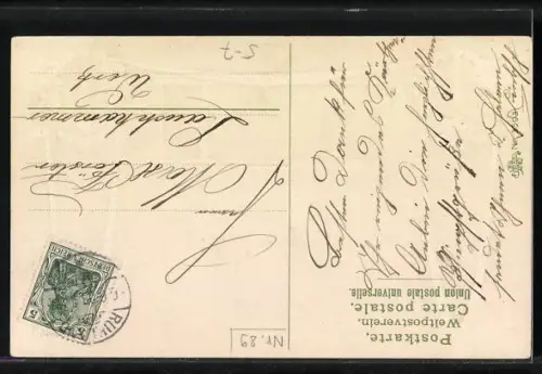 Präge-AK Sommerliche Landschaft im Biedermeierstil, Pfingstgruss