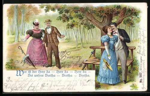 AK Eltern sehen ihre Tochter mit ihrem Geliebten, Liebespaar