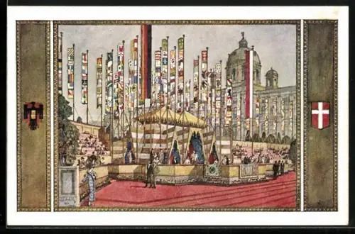 AK Gästetribünen und Ehrenlogen auf dem 10. Deutschen Sängerbundesfest in Wien 1928