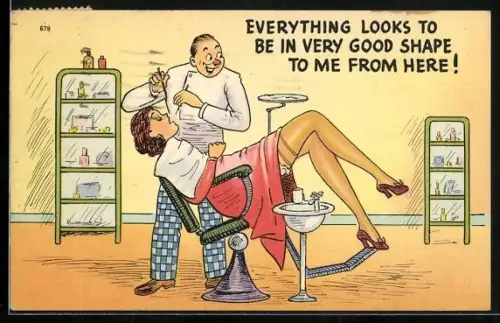 AK Everyting looks to be in very good shape to me from here, Zahnarzt betrachtet die Beine einer Patientin