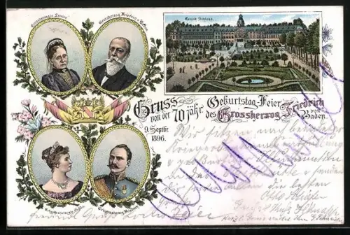 Lithographie 70. Geburtstags-Feier des Grossherzog Friedrich von Baden 1896