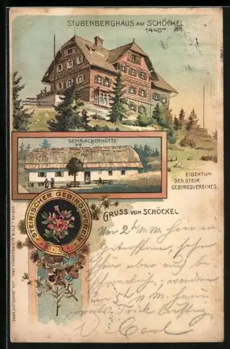 Lithographie Stubenberghaus am Schöckel, Semiacherhütte