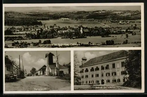 AK Gleinstätten, Totalansicht, Strassenpartie, Schloss