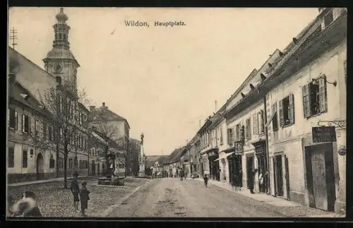 AK Wildon, Hauptplatz mit Geschäften