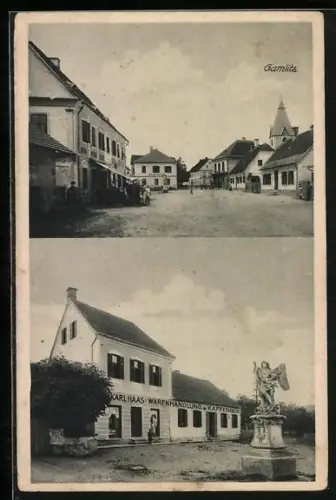 AK Gamlitz, Warenhandlung & Kaffeehaus Karl Haas, Strassenpartie