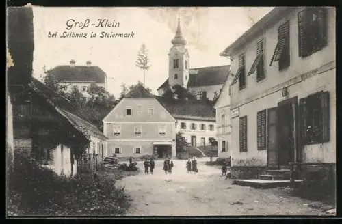 AK Gross-Klein b. Leibnitz, Weinkellerei Johann Ferk, Kirche