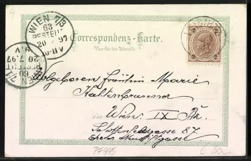 Lithographie Leibnitz, Fürstbischöfl. Schloss Seggau, Wallfahrtsort Frauenberg, Ortsansicht