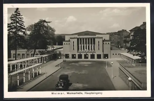 AK Weimar / Thüringen, Haupteingang der Weimarhalle